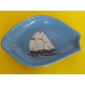 Vintage kingswear England Candy Bowl British Sailing Ship 1970's